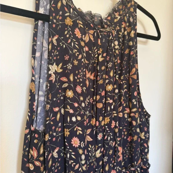 NWT Cost Plus World Market Black V-Neck Sleeveless Floral Tiered Midi Dress L/XL - Picture 7 of 12